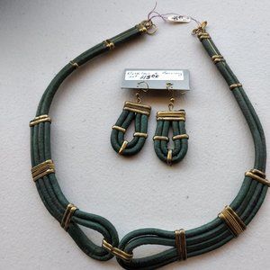 Unique leather choker with matching leather earrings